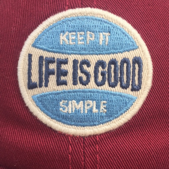 LIFE IS GOOD Trucker Hat  SnapBack Burgundy/Beige - Picture 7 of 11